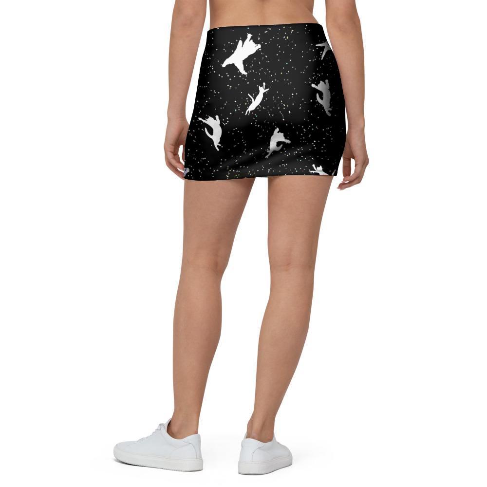 Silhouette Cat Print Mini Skirt-grizzshop