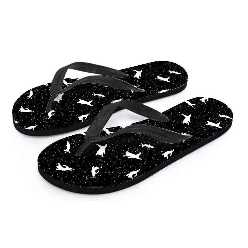 Silhouette Cat Print Women's Flip Flops-grizzshop