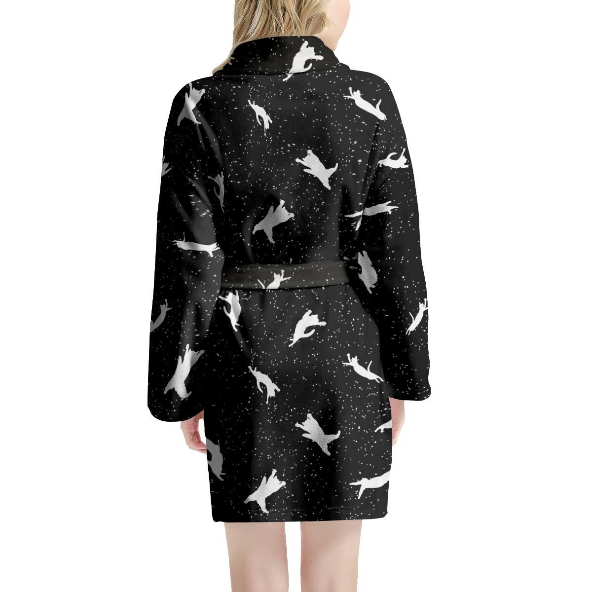 Silhouette Cat Print Women's Robe-grizzshop