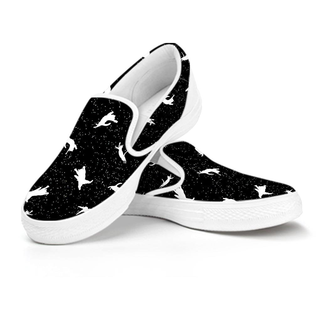 Silhouette Cat Print Women's Slip On Sneakers-grizzshop