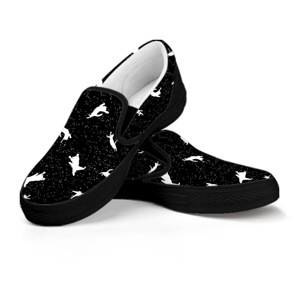 Silhouette Cat Print Women's Slip On Sneakers-grizzshop