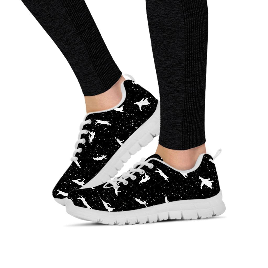 Silhouette Cat Print Women's Sneakers-grizzshop