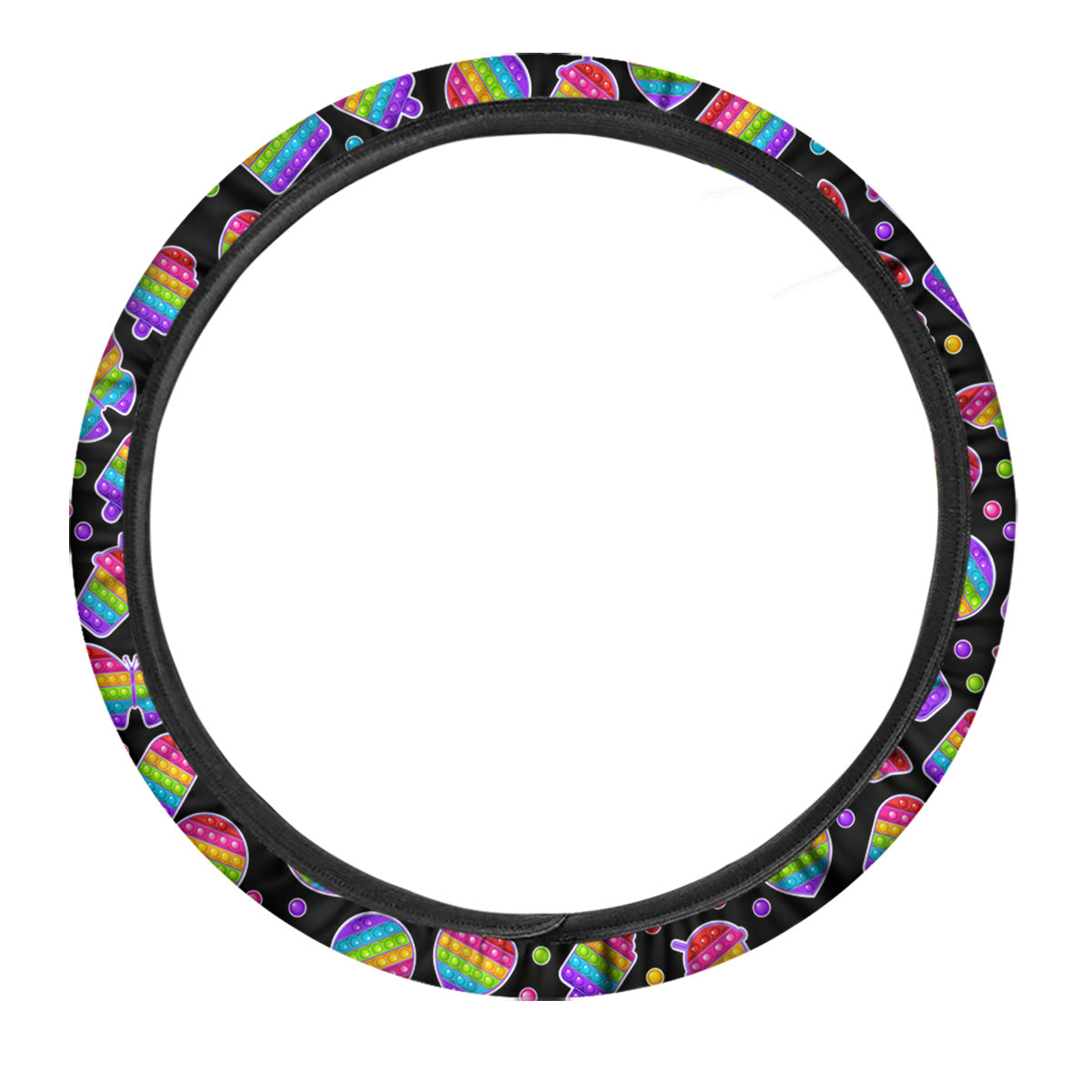 Silicone Bubbles Pop it Colorful Print Pattern Car Steering Wheel Cover-grizzshop