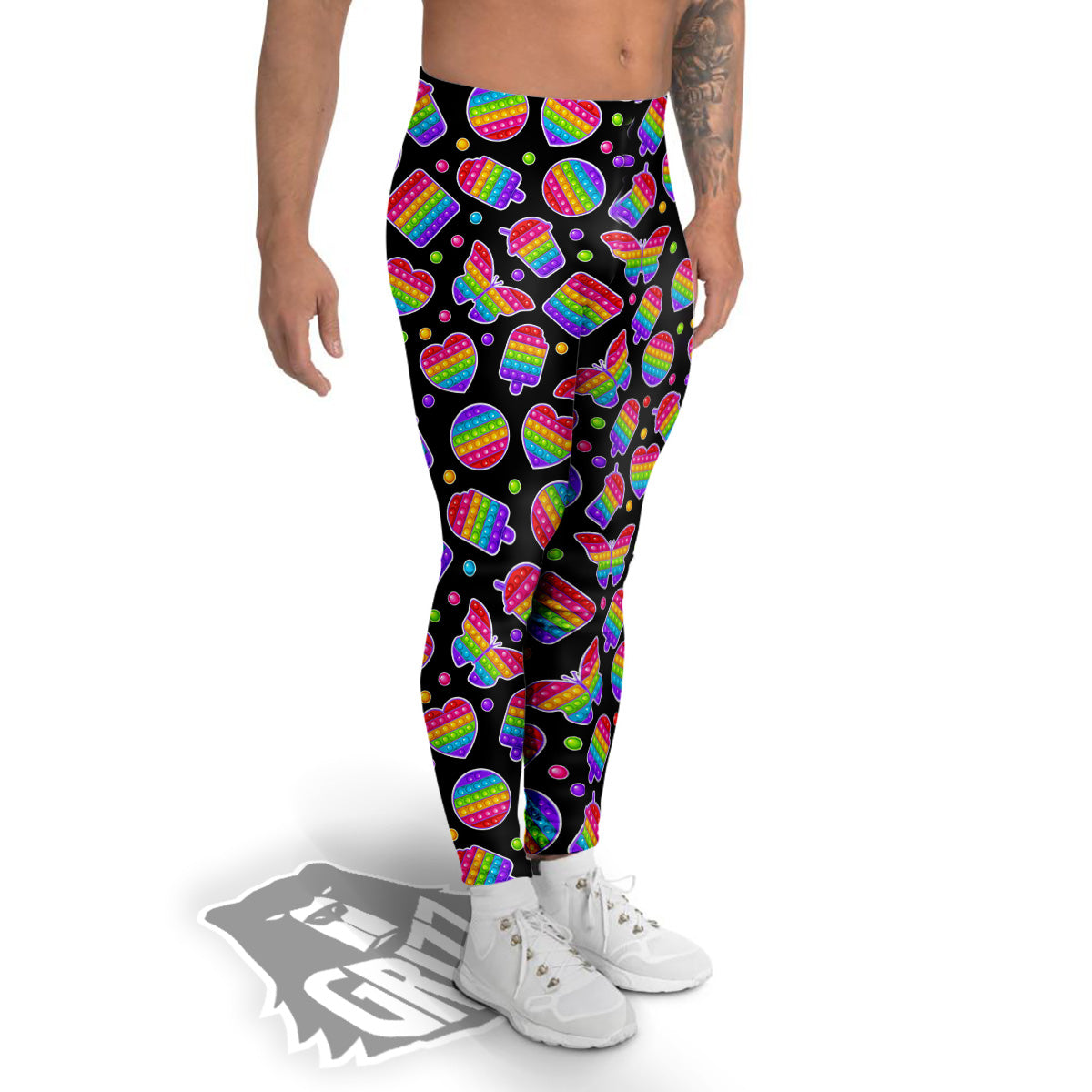 Silicone Bubbles Pop it Colorful Print Pattern Men's Leggings-grizzshop