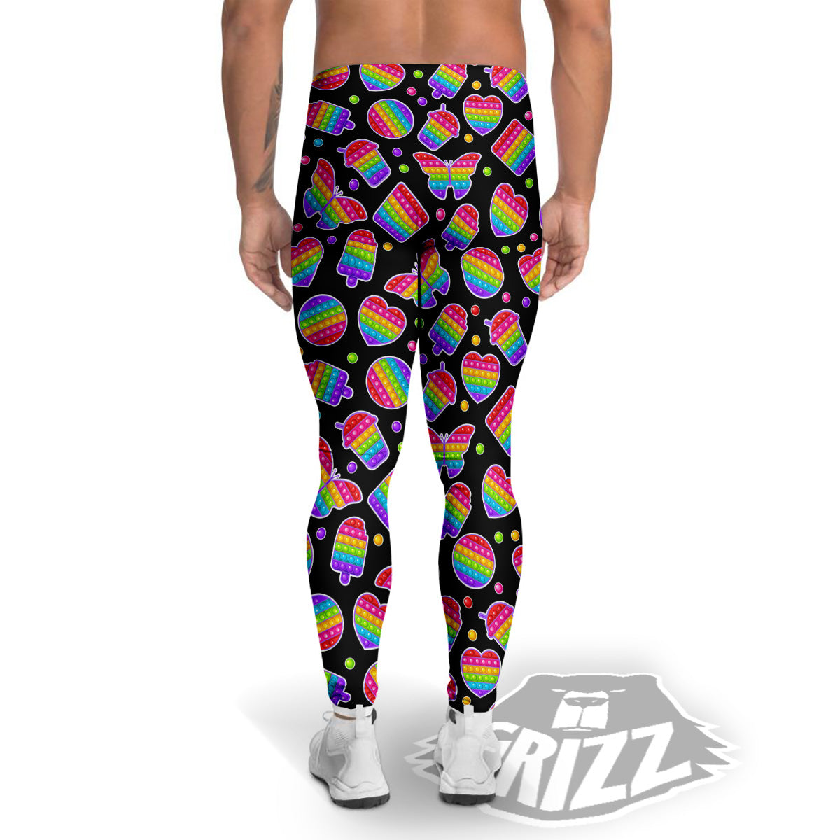 Silicone Bubbles Pop it Colorful Print Pattern Men's Leggings-grizzshop