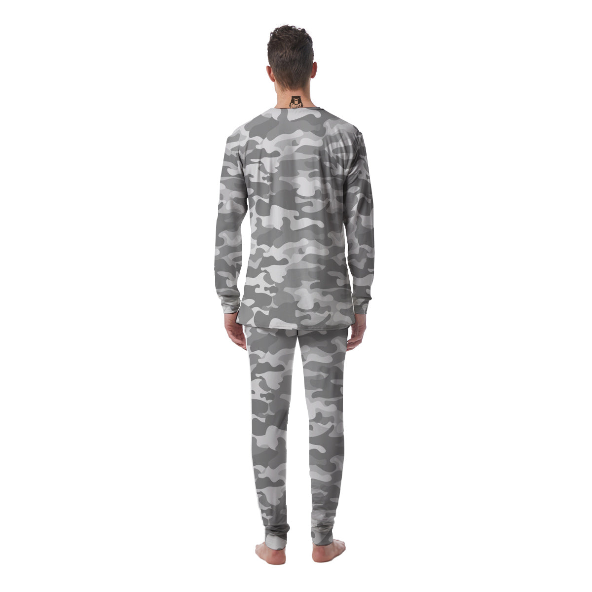 Silver Camo And Camouflage Print Men's Pajamas-grizzshop