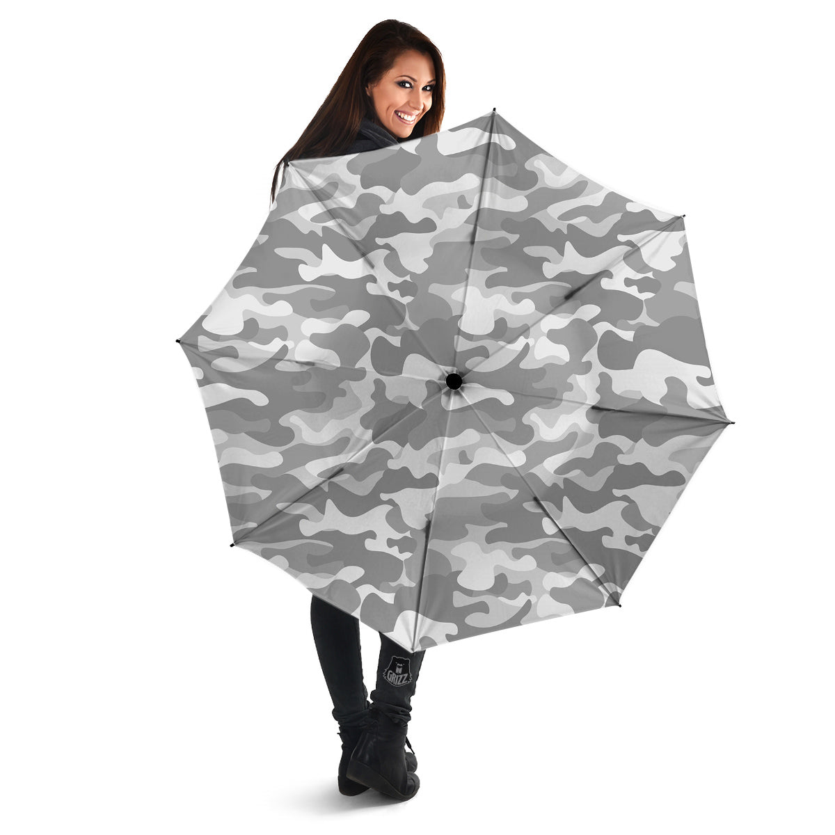 Silver Camo And Camouflage Print Umbrella-grizzshop