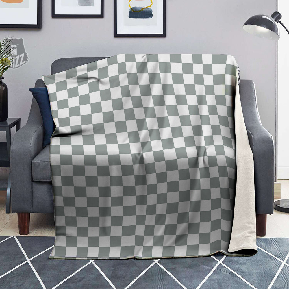 Silver Checkered Flag Print Blanket-grizzshop