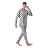 Silver Checkered Flag Print Men's Pajamas-grizzshop