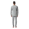 Silver Checkered Flag Print Men's Pajamas-grizzshop