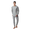 Silver Checkered Flag Print Men's Pajamas-grizzshop