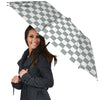 Silver Checkered Flag Print Umbrella-grizzshop