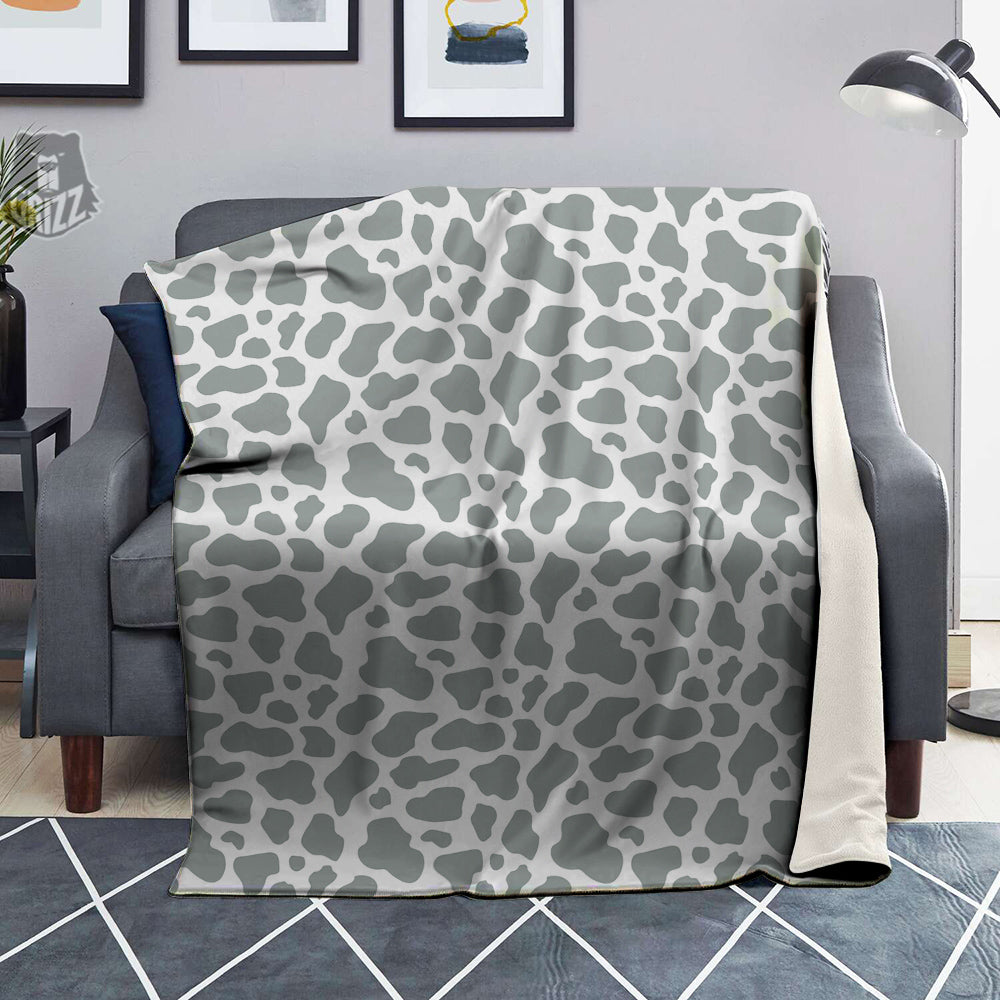 Silver Cow Print Pattern Blanket-grizzshop