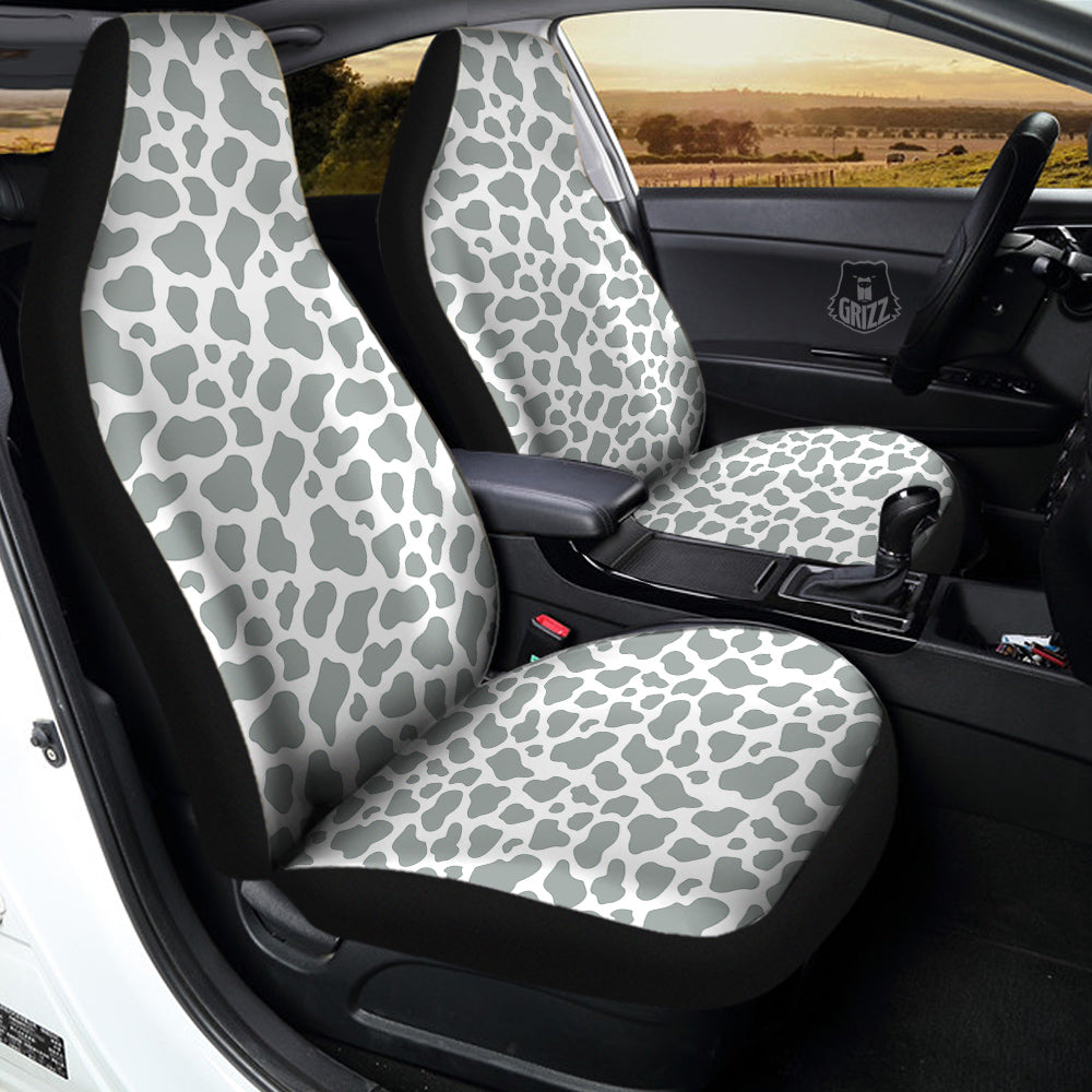 Silver Cow Print Pattern Car Seat Covers-grizzshop