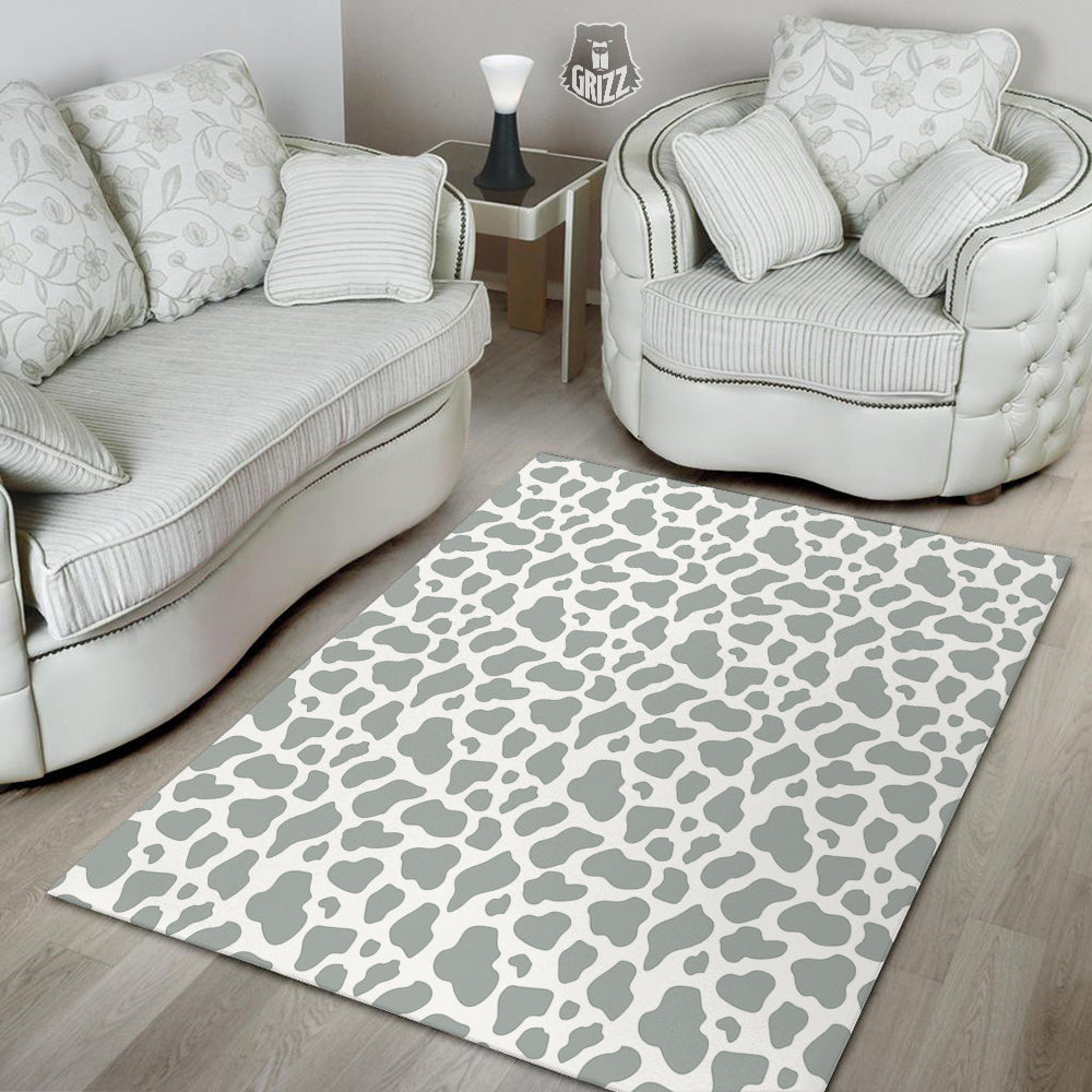 Silver Cow Print Pattern Floor Mat-grizzshop