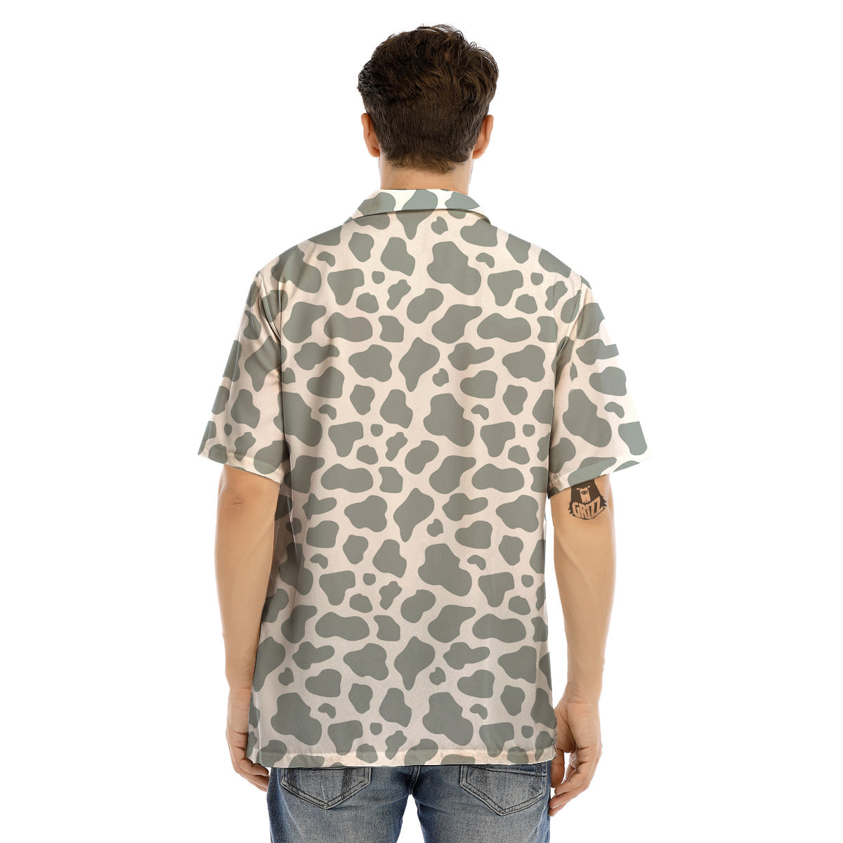 Silver Cow Print Pattern Men’s Hawaiian Shirt-grizzshop