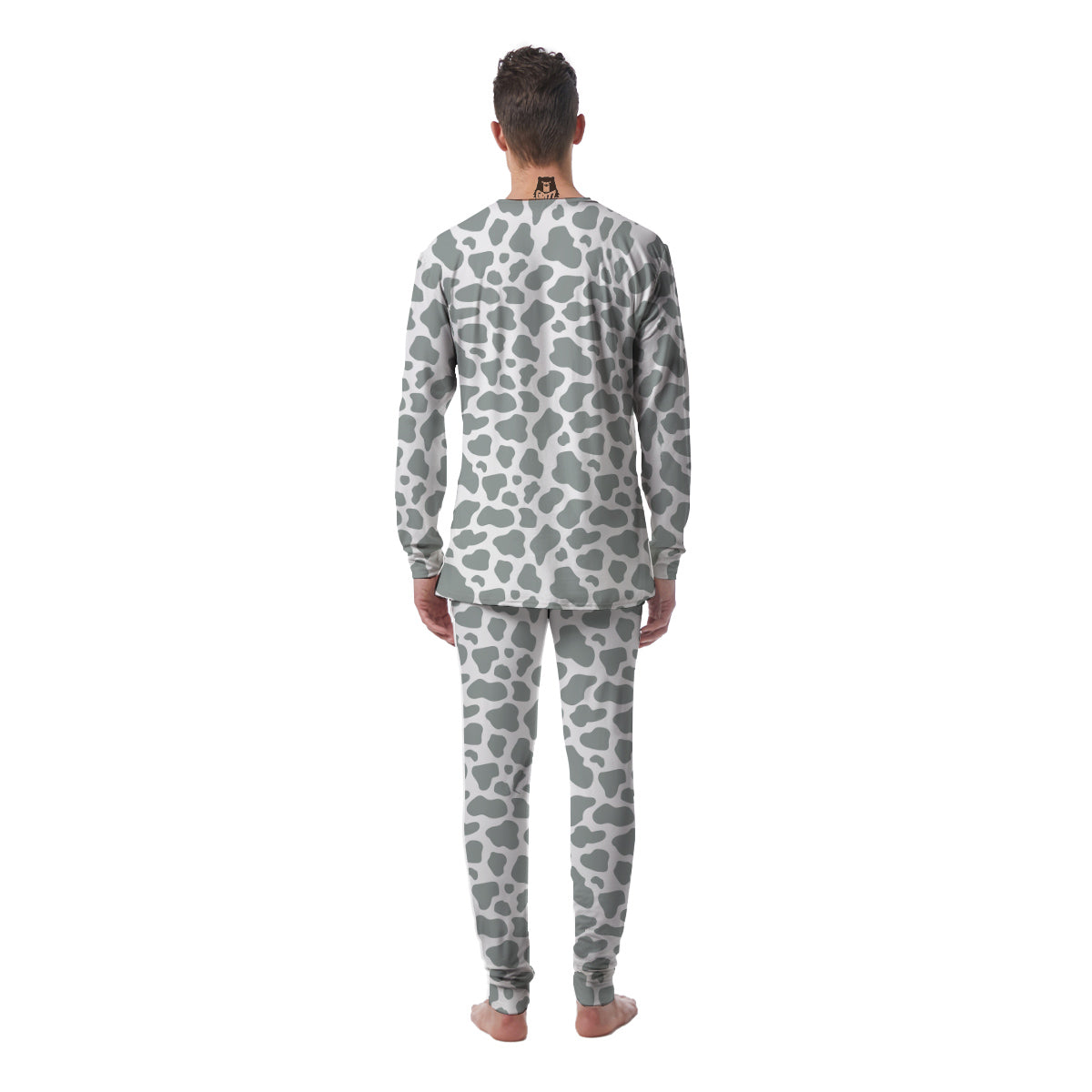 Silver Cow Print Pattern Men's Pajamas-grizzshop