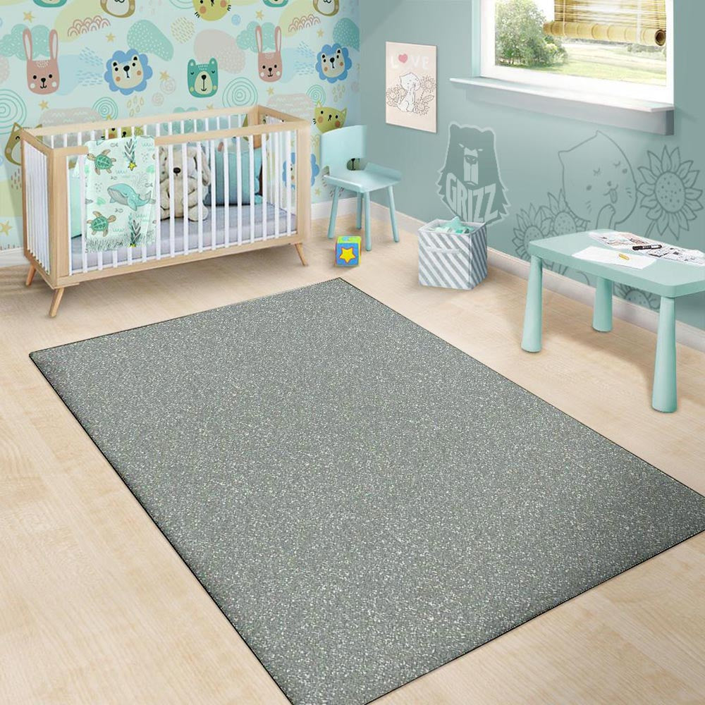 Silver Glitter Texture Print Floor Mat-grizzshop