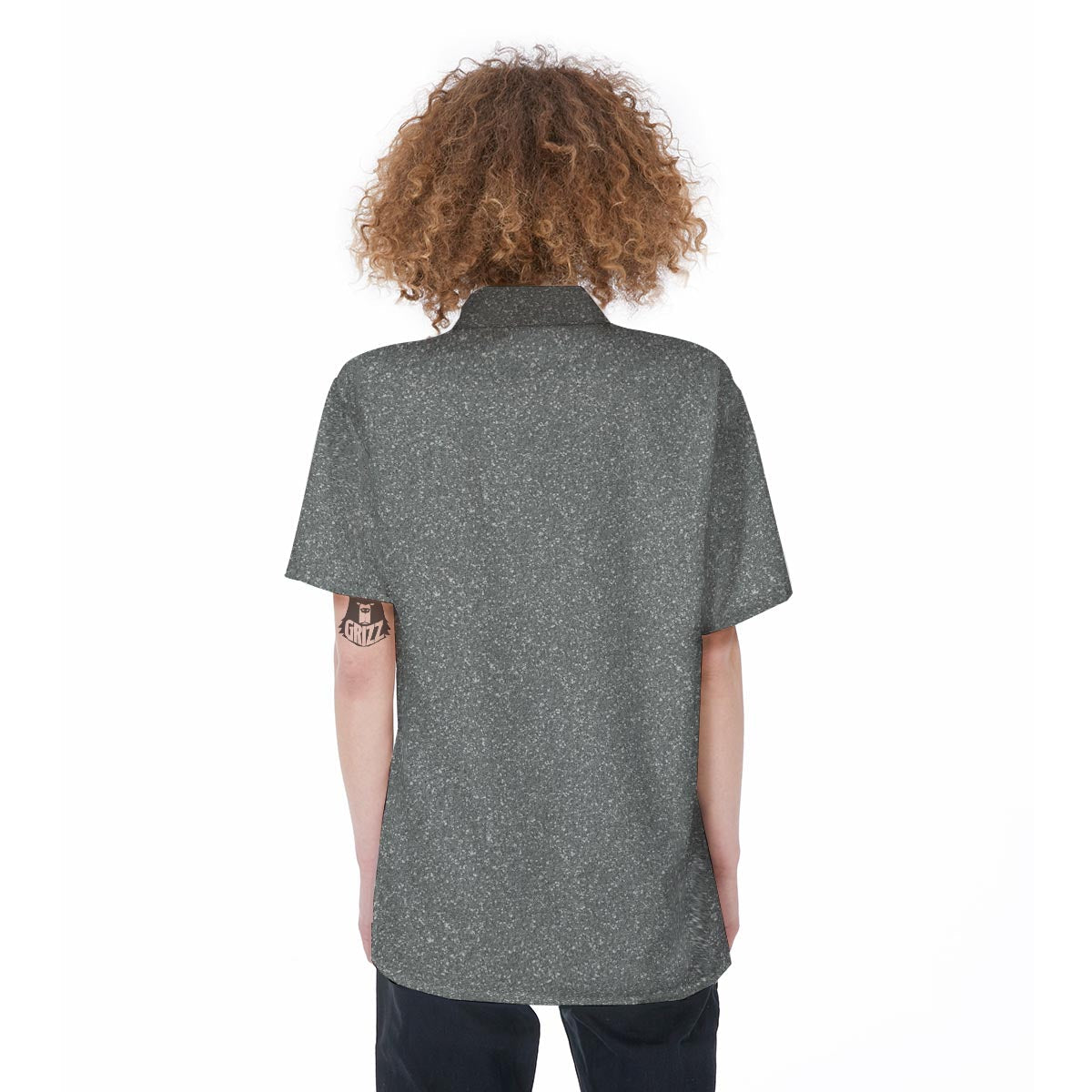 Silver Glitter Texture Print Women's Short Sleeve Shirts-grizzshop
