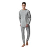 Silver Houndstooth Print Men's Pajamas-grizzshop