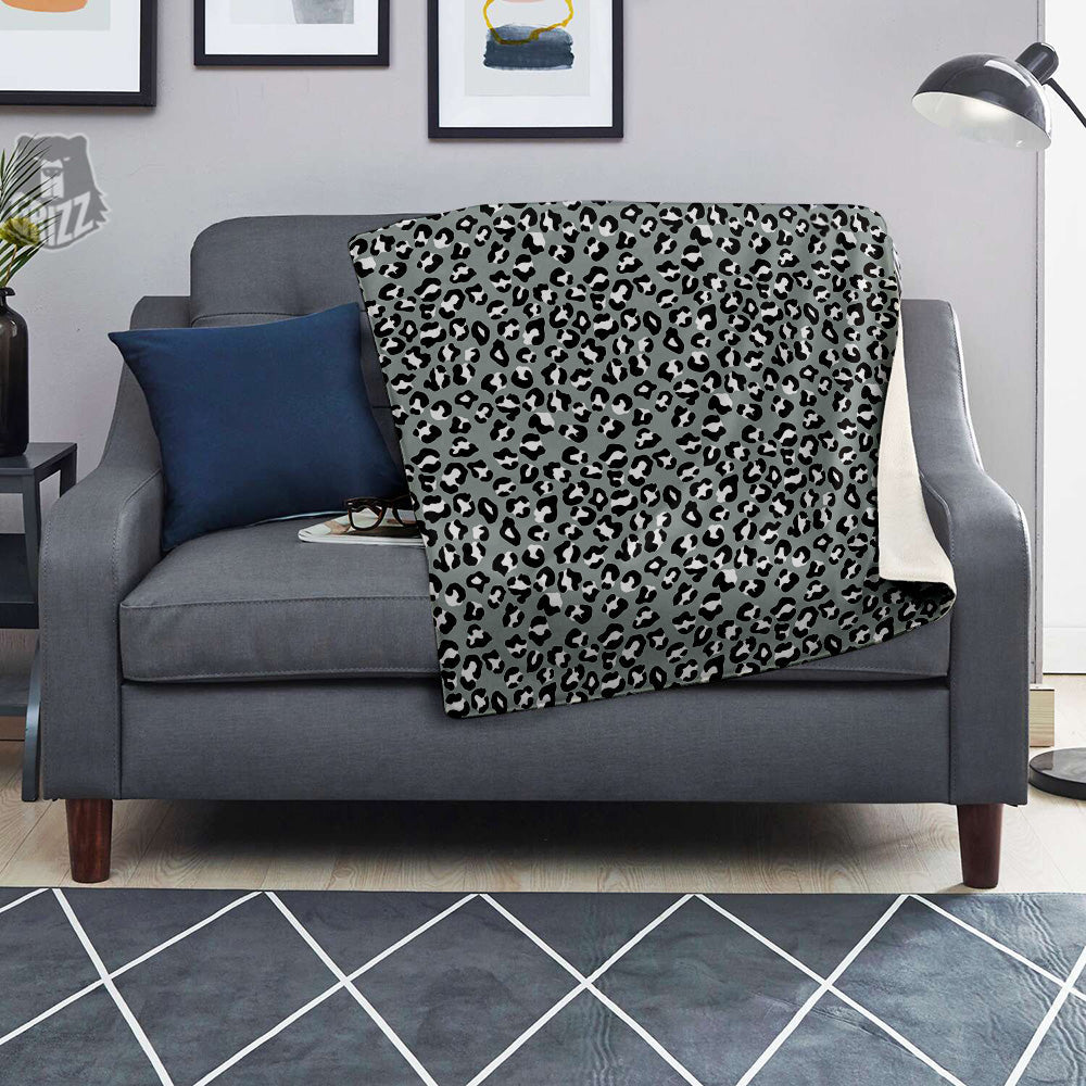 Silver Leopard Print Pattern Blanket-grizzshop