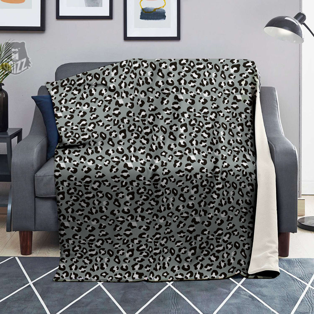 Silver Leopard Print Pattern Blanket-grizzshop