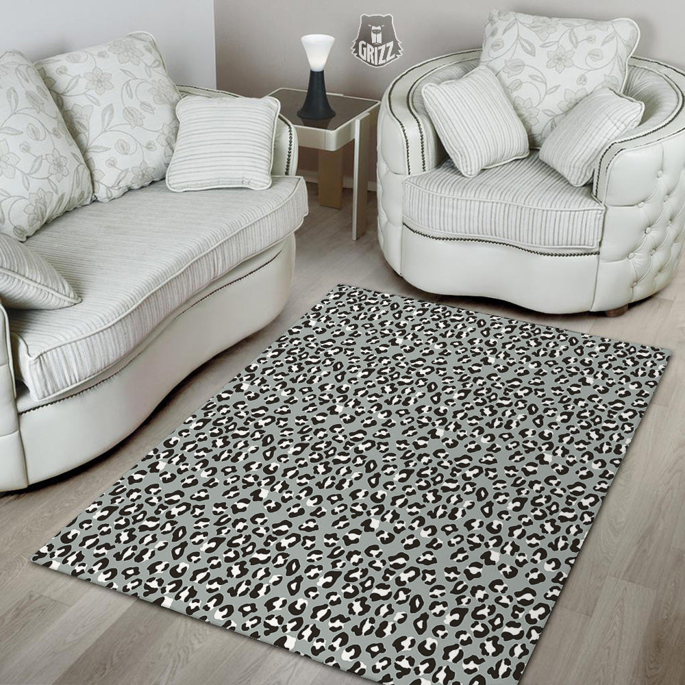 Silver Leopard Print Pattern Floor Mat-grizzshop