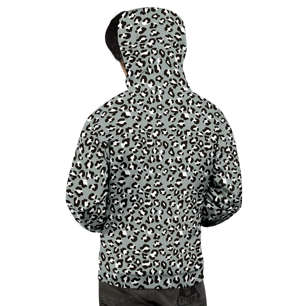 Silver Leopard Print Pattern Men's Hoodie-grizzshop