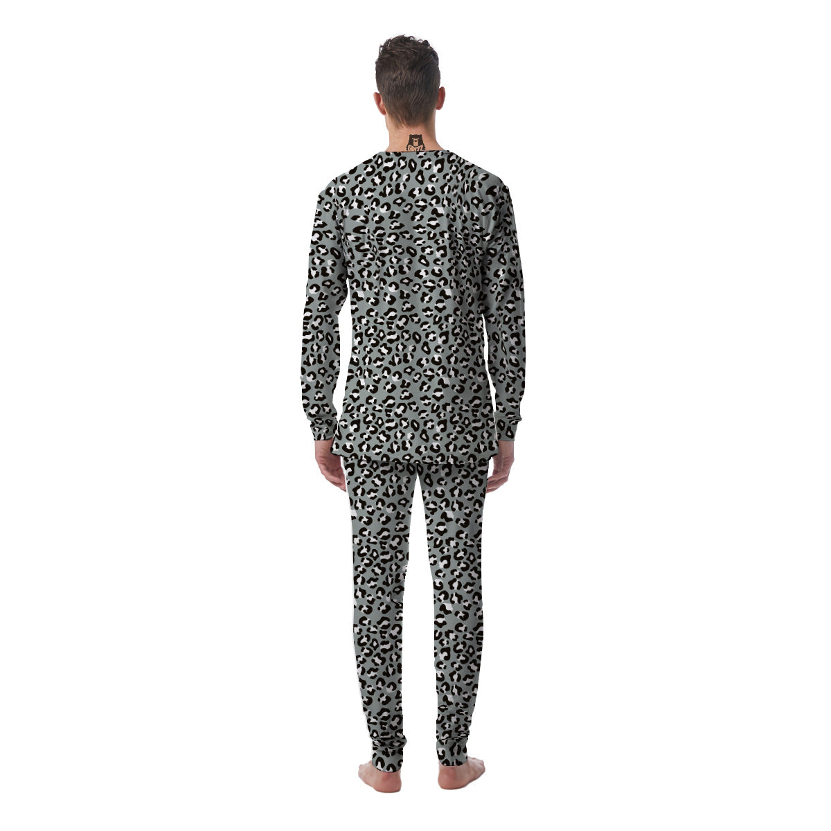 Silver Leopard Print Pattern Men's Pajamas-grizzshop