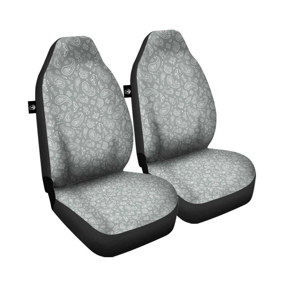 Silver Paisley Bandana Print Car Seat Covers-grizzshop