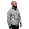 Silver Paisley Bandana Print Men's Bomber Jacket-grizzshop