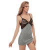 Silver Paisley Bandana Print Women's Sexy Night Dress-grizzshop