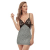 Silver Paisley Bandana Print Women's Sexy Night Dress-grizzshop