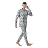 Silver Wave Striped Print Men's Pajamas-grizzshop