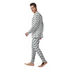 Silver Wave Striped Print Men's Pajamas-grizzshop