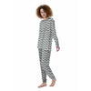 Silver Wave Striped Print Women's Pajamas-grizzshop