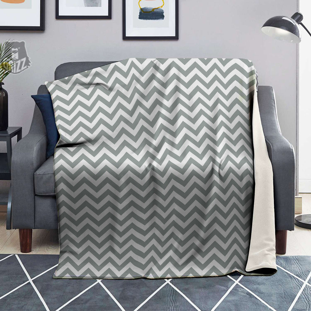 Silver Zigzag Print Pattern Blanket-grizzshop