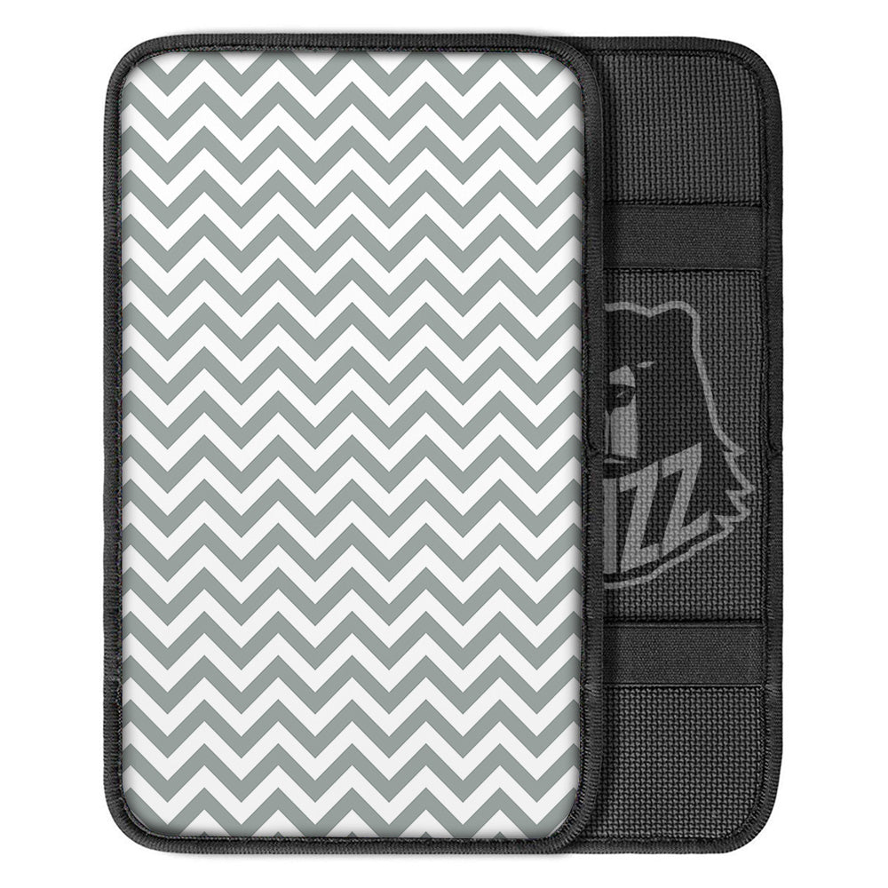 Silver Zigzag Print Pattern Car Center Console Cover-grizzshop