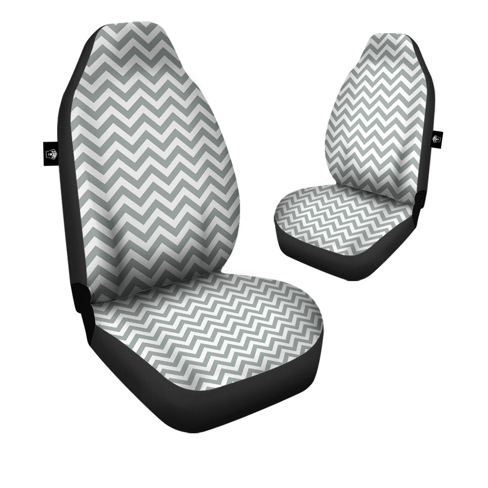 Silver Zigzag Print Pattern Car Seat Covers-grizzshop