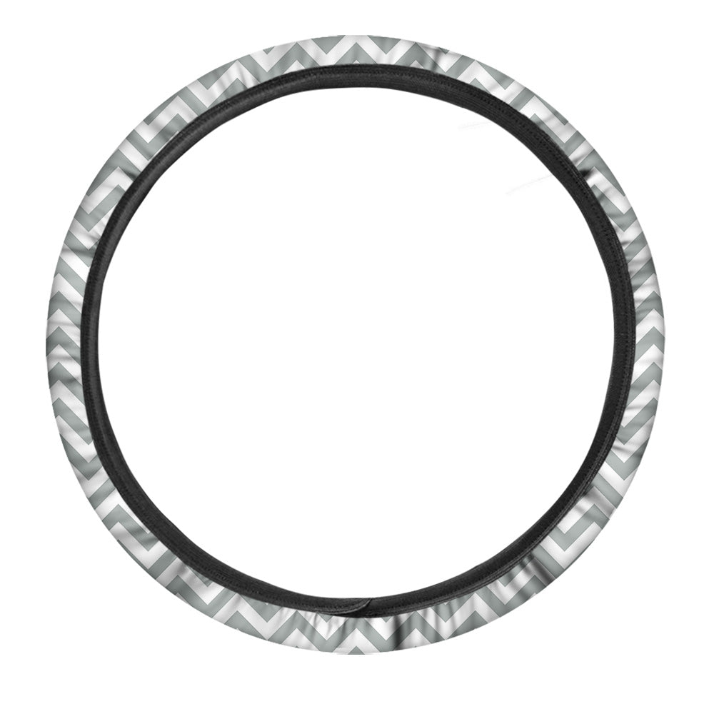 Silver Zigzag Print Pattern Car Steering Wheel Cover-grizzshop