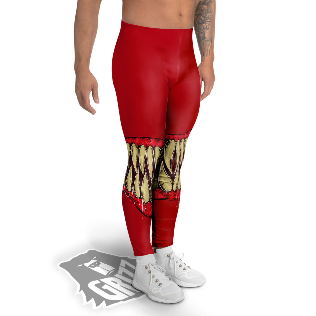 Sinister Smile Print Men's Leggings-grizzshop