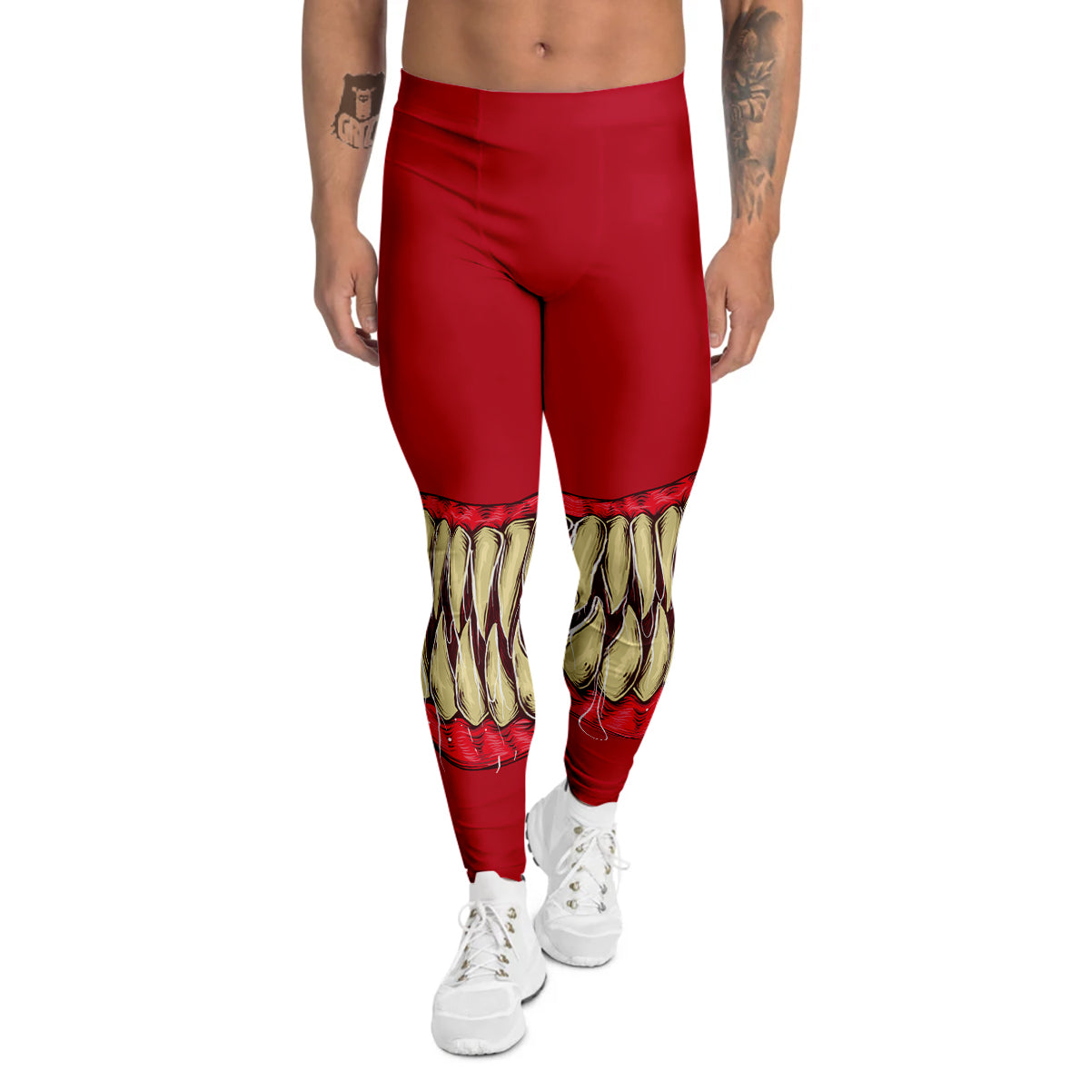 Sinister Smile Print Men's Leggings-grizzshop