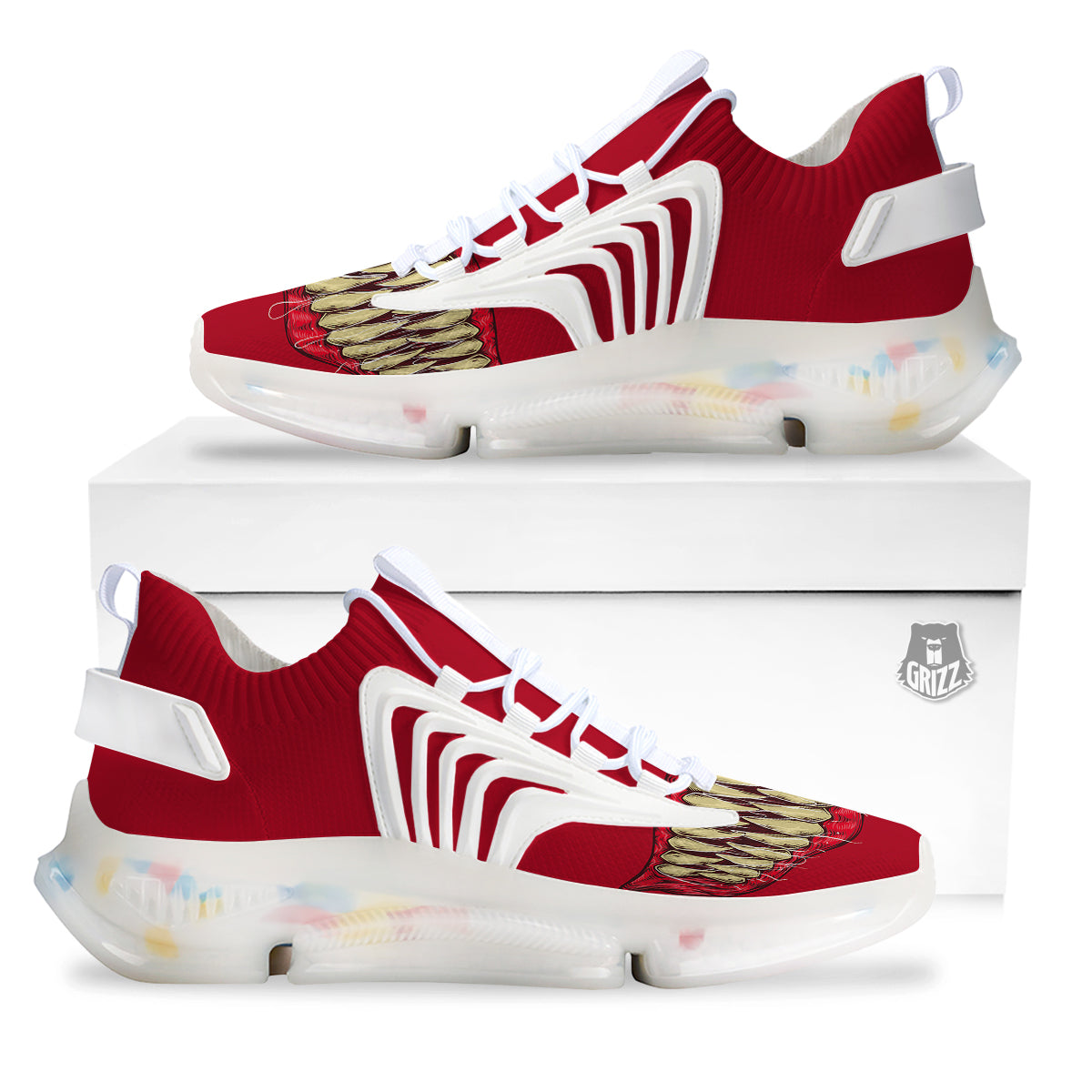 Sinister Smile Print White Gym Shoes-grizzshop
