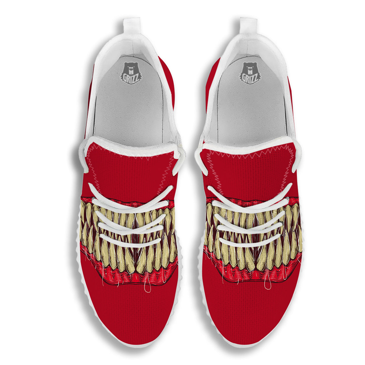 Sinister Smile Print White Walking Shoes-grizzshop