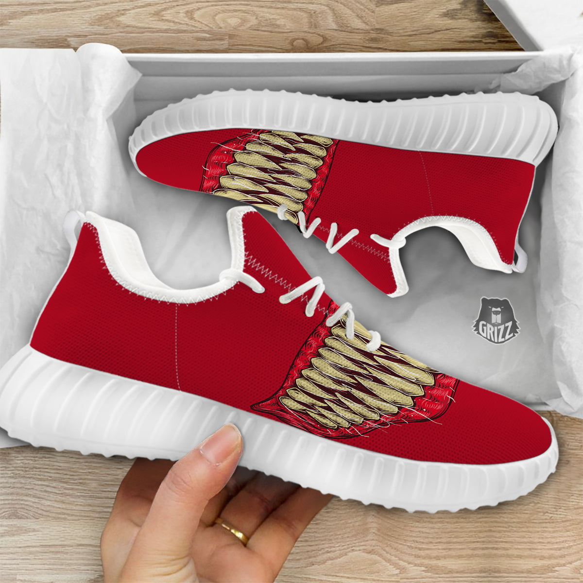 Sinister Smile Print White Walking Shoes-grizzshop