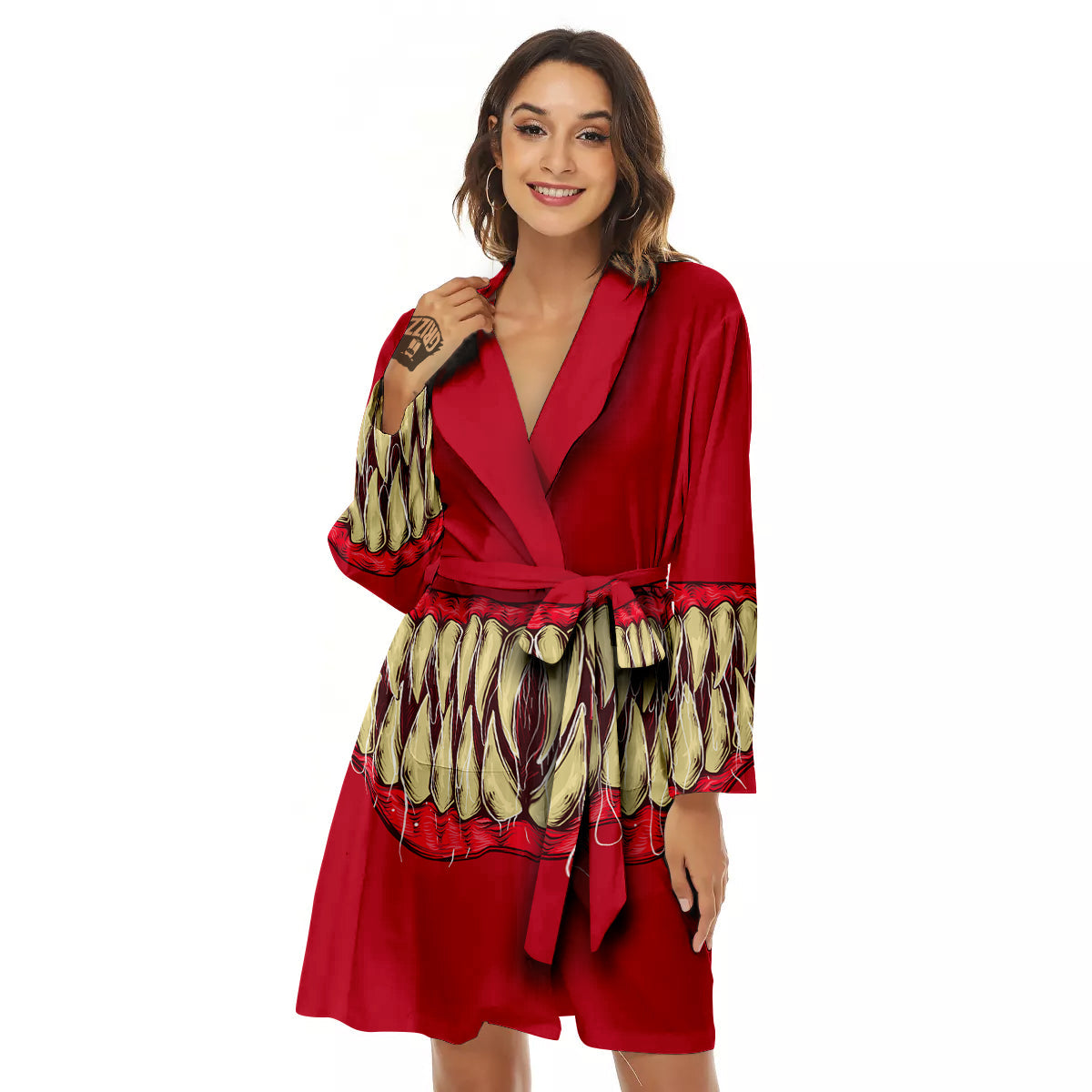 Sinister Smile Print Women's Robe-grizzshop