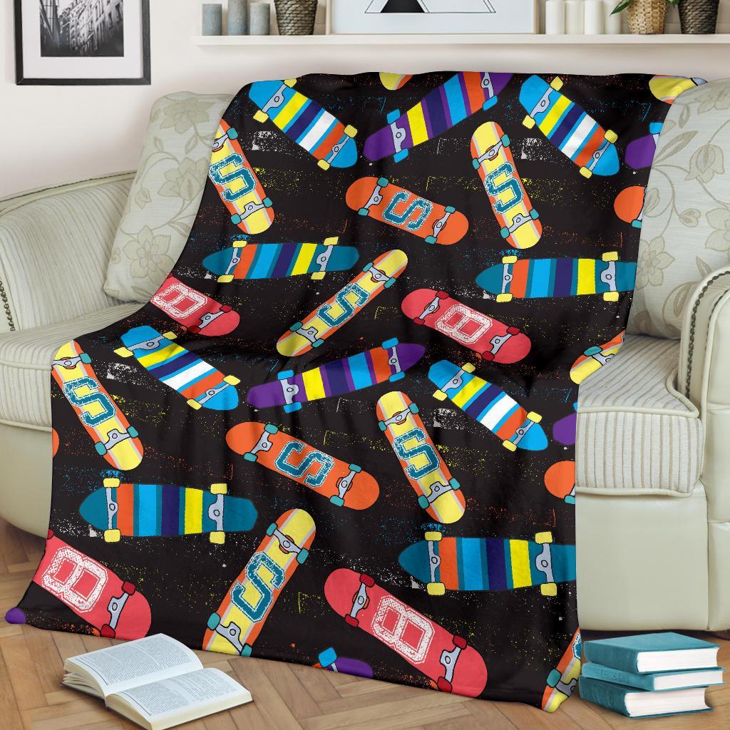 Skateboard Colorful Pattern Print Blanket-grizzshop