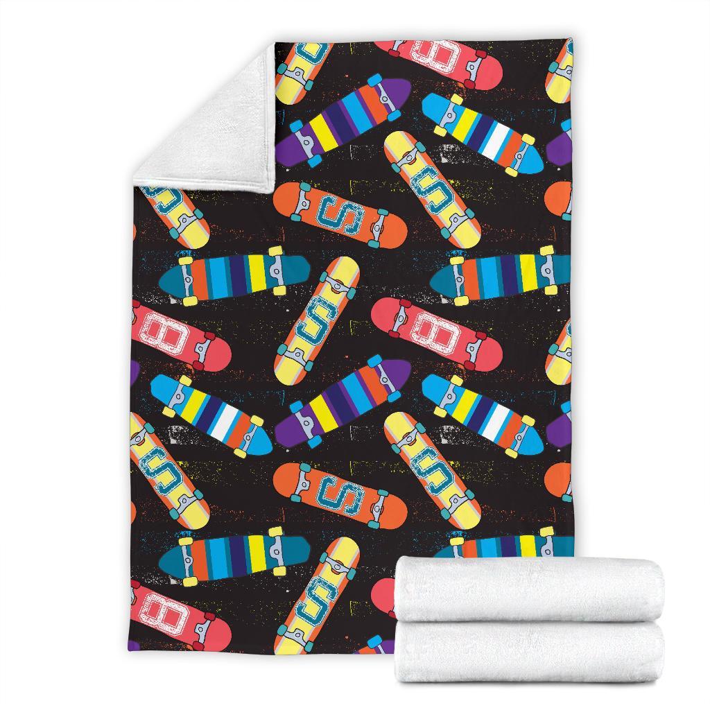 Skateboard Colorful Pattern Print Blanket-grizzshop
