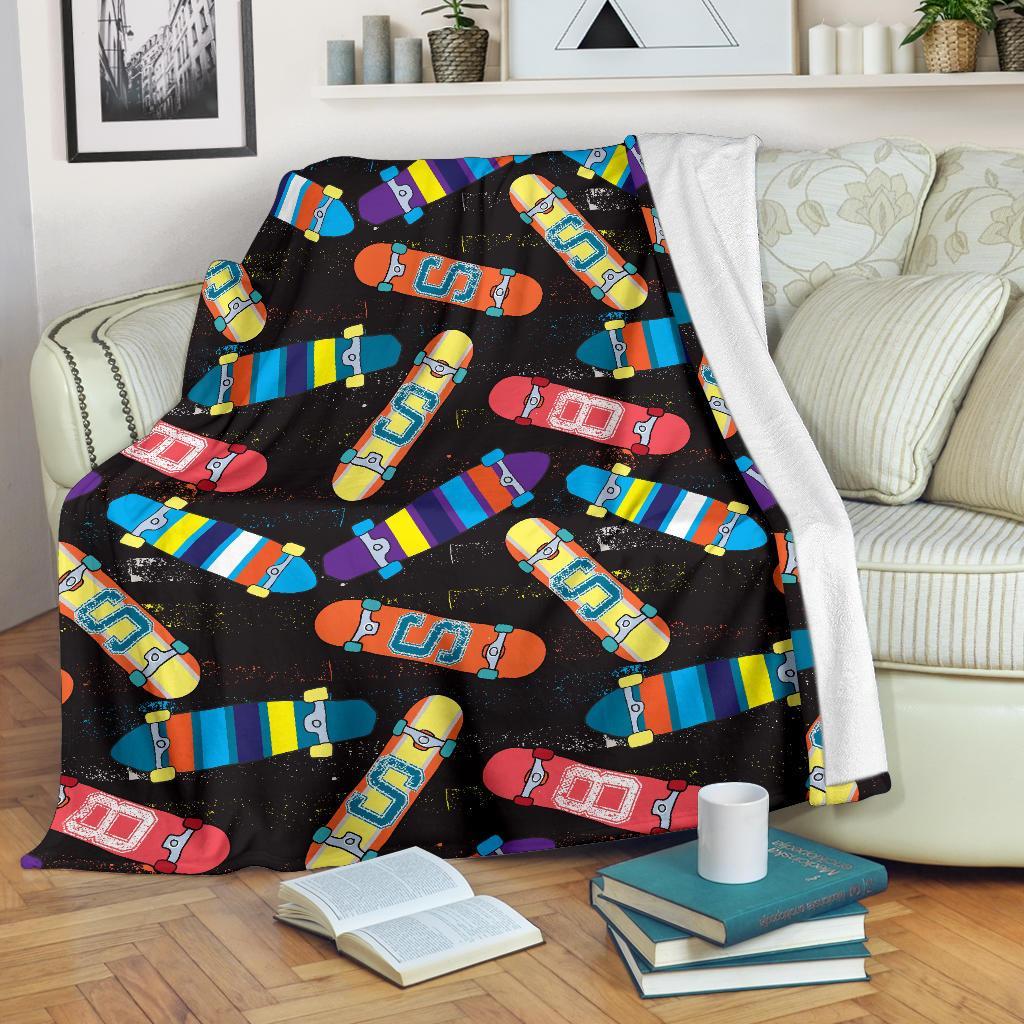 Skateboard Colorful Pattern Print Blanket-grizzshop