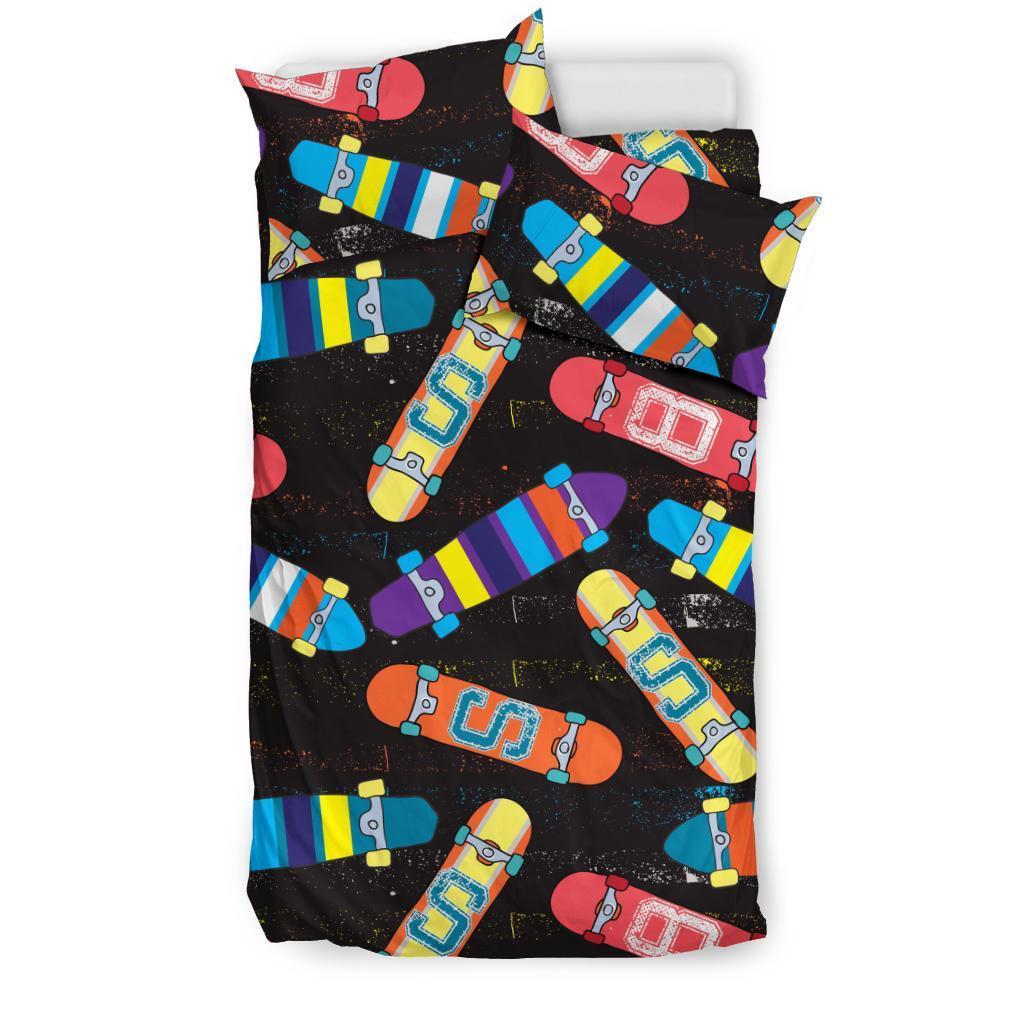 Skateboard Colorful Pattern Print Duvet Cover Bedding Set-grizzshop